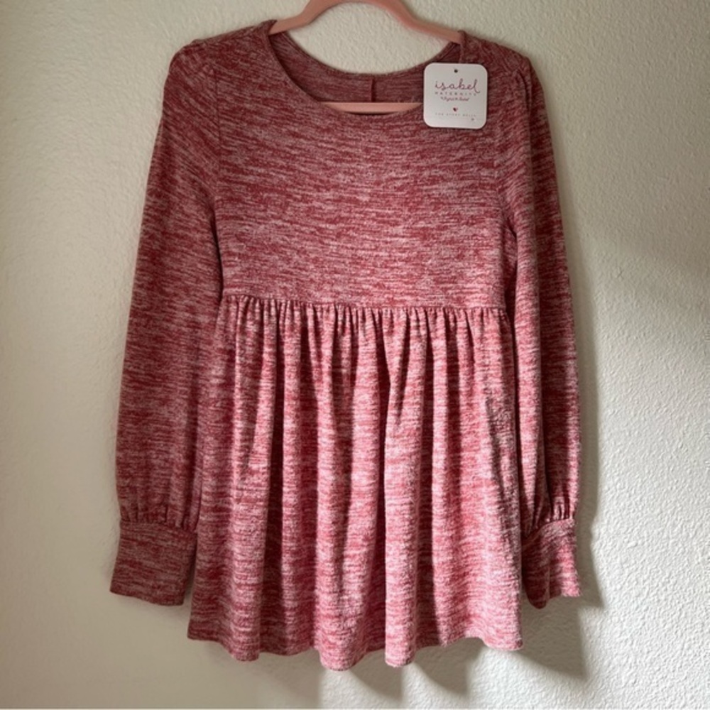 💜 Isabel Maternity By Ingrid & Isabel Long Sleeve Cozy Babydoll Top Rose Sz XS